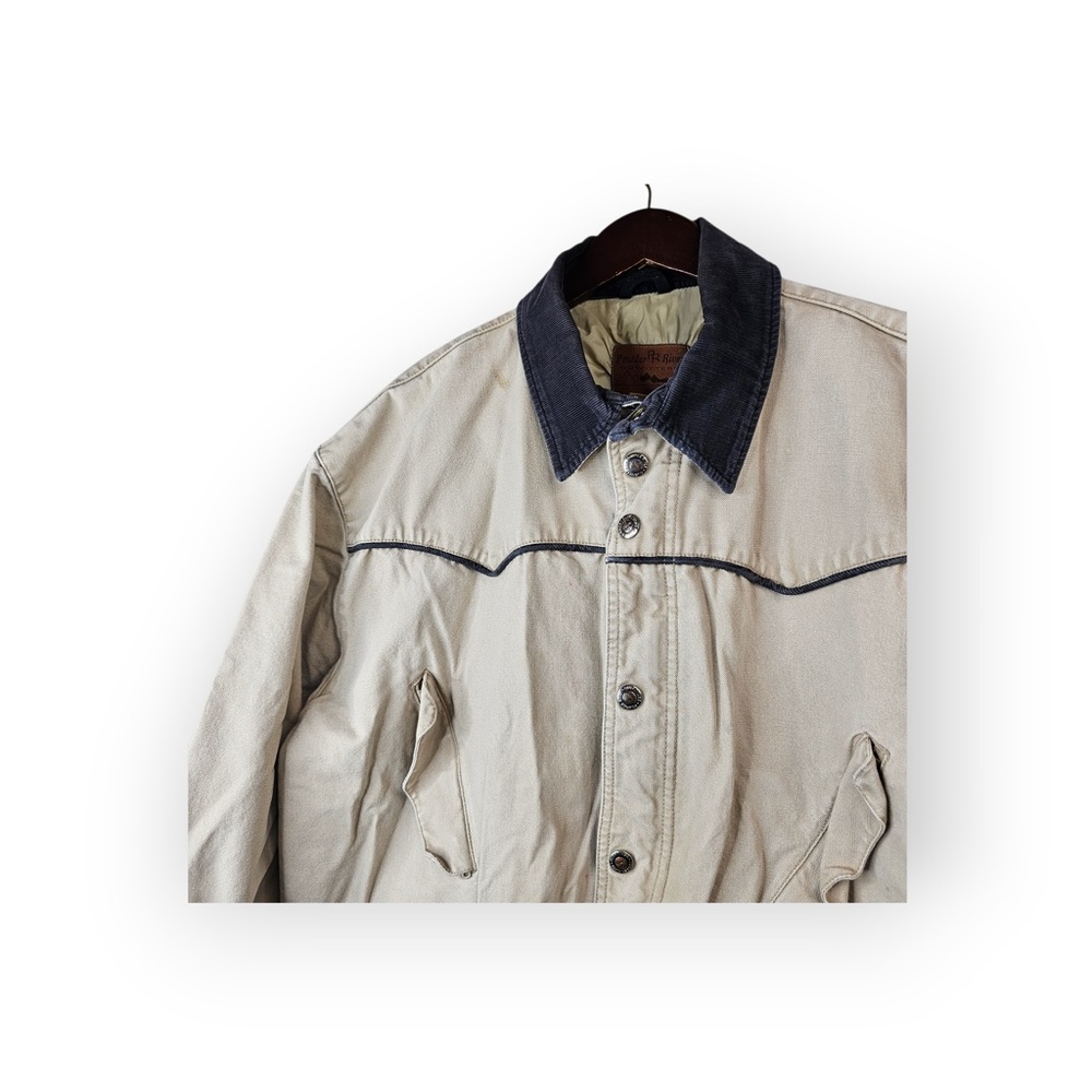Powder River Outfitters Canvas Ranch Jacket White Denim Accents Large - Picture 3 of 9